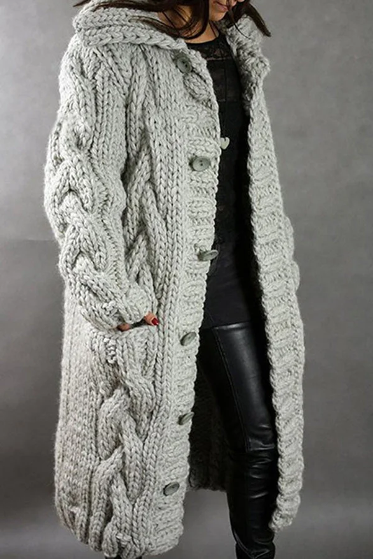 Elegant Cardigan with Buttons and Hood for Cool Evenings